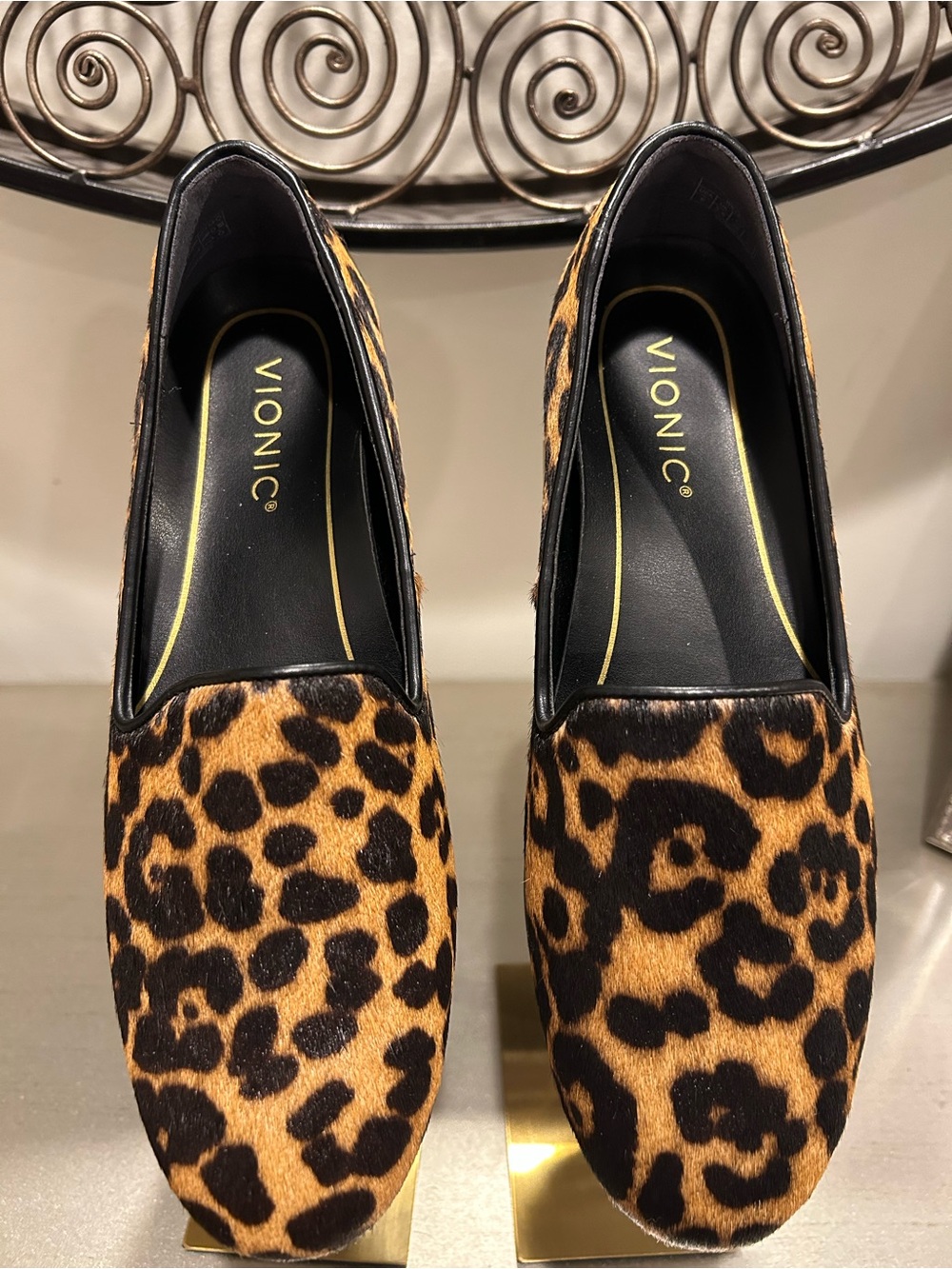 Vionic calf hair Leopard Print Slip-On Loafers - Brown/Black NWOB
